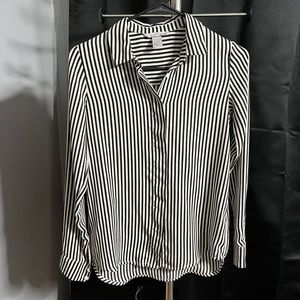 H&M black and cream thin stripe women’s dress shirt.